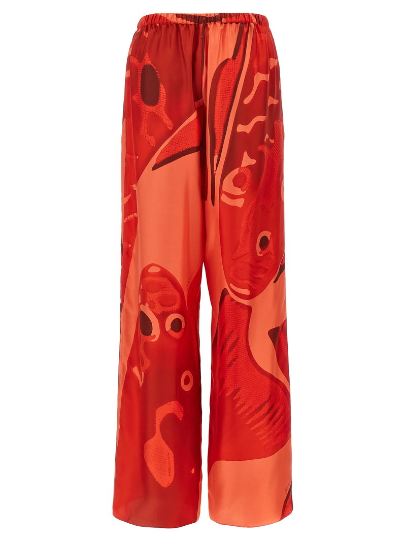 Pantalon décontracté en soie multicolore Ferragamo