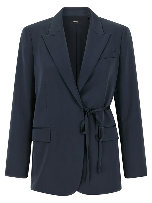 Blazer en polyester Theory bleu