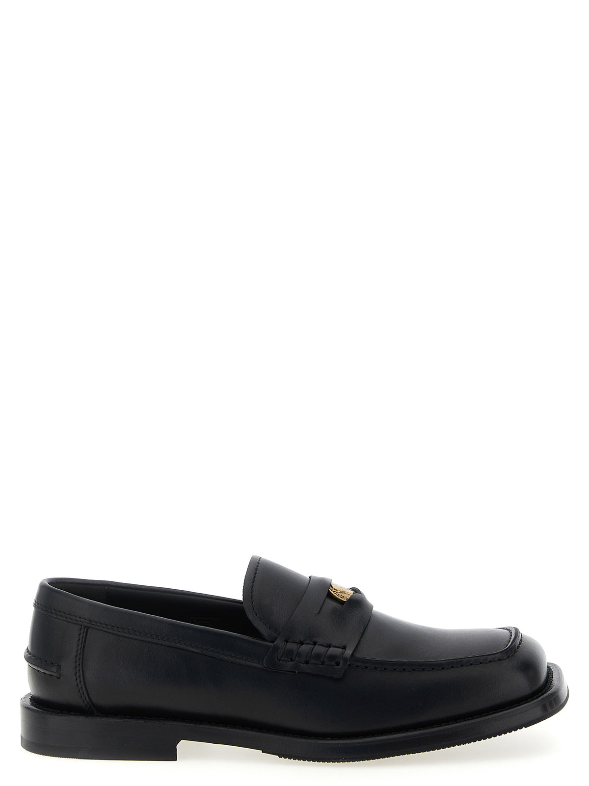 Moschino Berlin Black Velvet Leather Slip-On Loafers