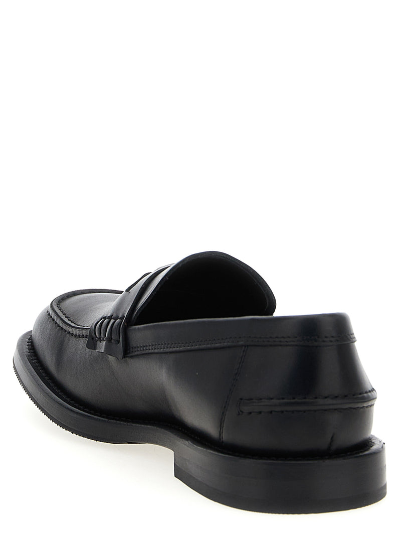 Moschino Berlin Black Velvet Leather Slip-On Loafers