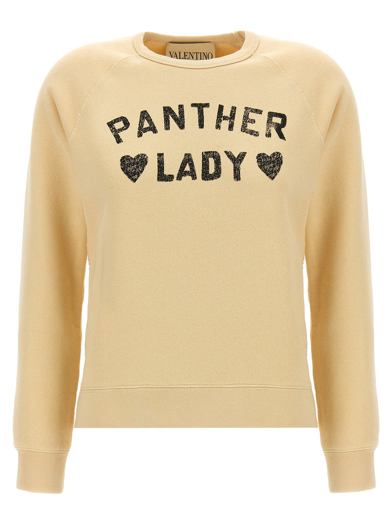 Valentino Garavani Beige Cotton Panther Lady Sweatshirt