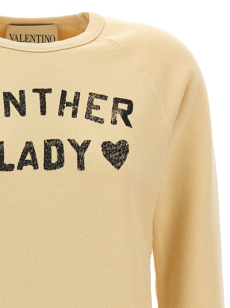 Valentino Garavani Beige Cotton Panther Lady Sweatshirt