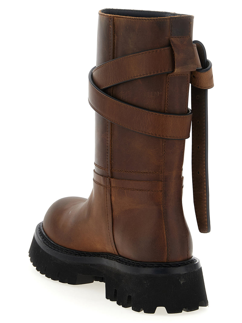 Moschino Brown Velvet Leather Over The Knee Boots