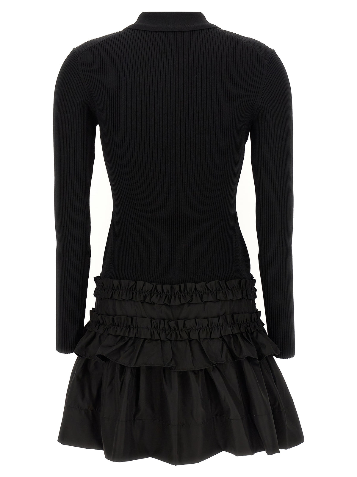 Ganni Melange Rib Knit Mini Dress in Black