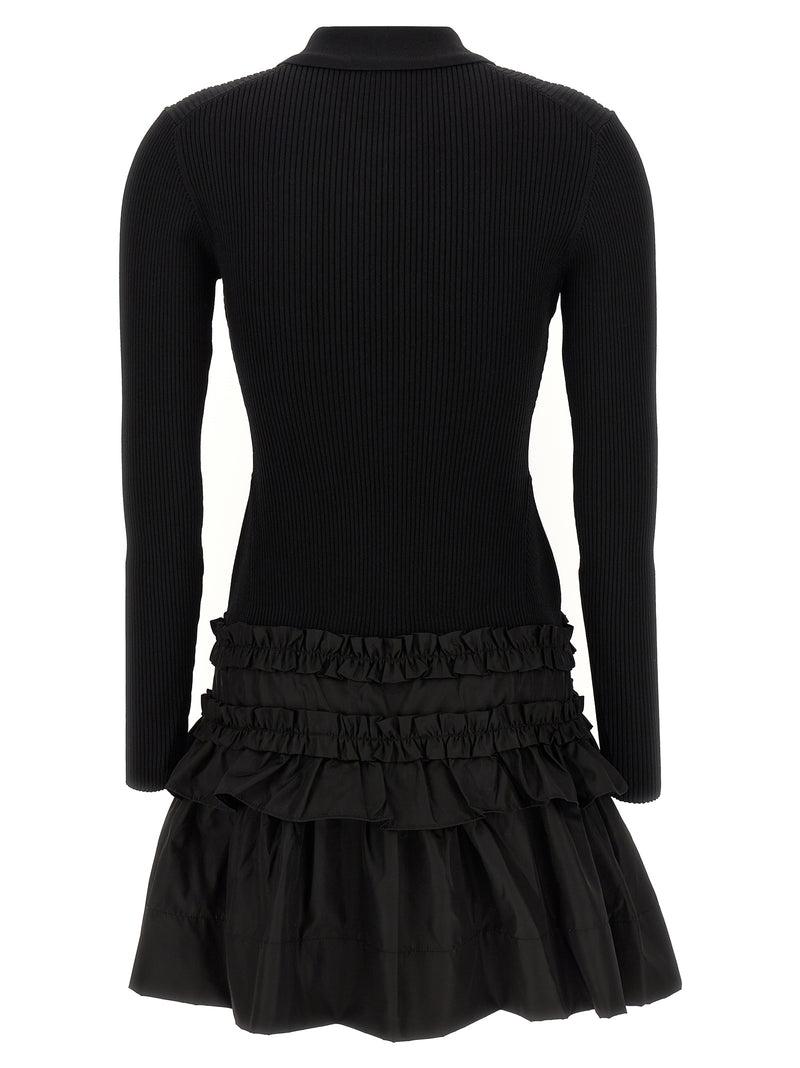 Ganni Melange Rib Knit Mini Dress in Black