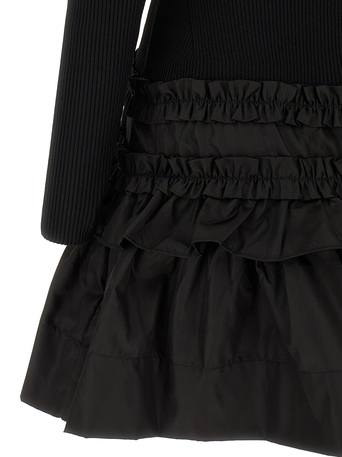 Ganni Melange Rib Knit Mini Dress in Black