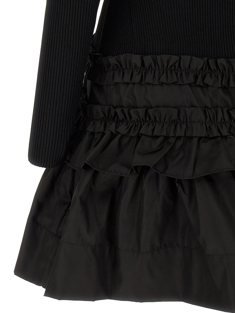 Ganni Melange Rib Knit Mini Dress in Black