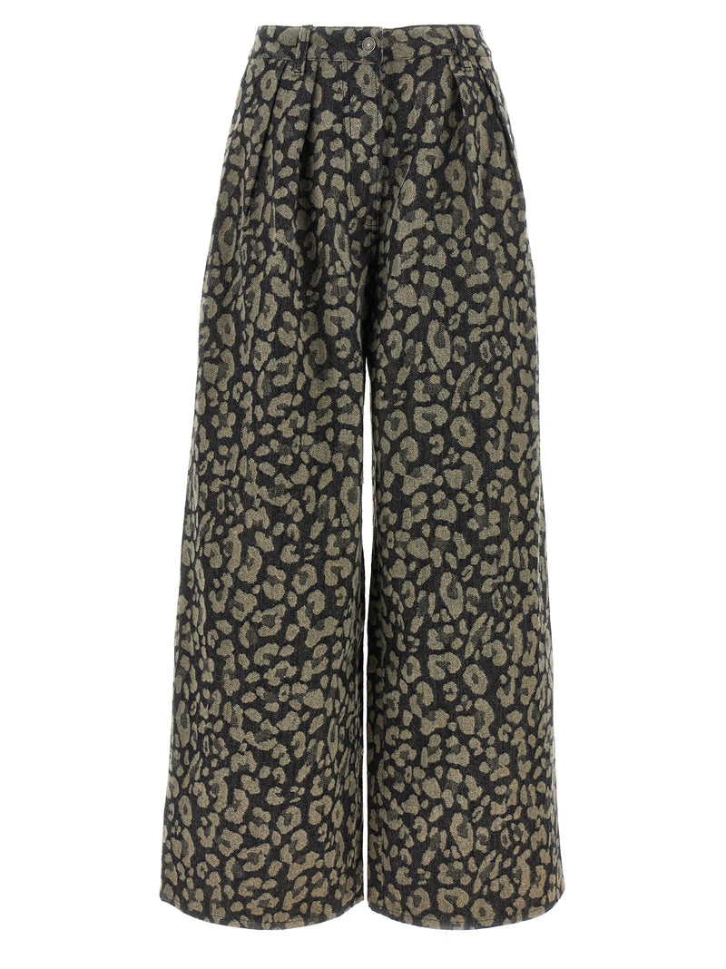 Alanui Multicolor Cotton Casual Pants - Jungle Collection