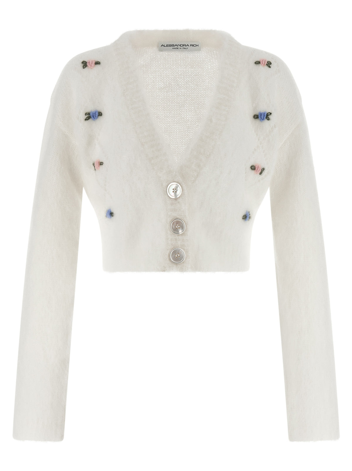 Alessandra Rich White Wool Cardigan