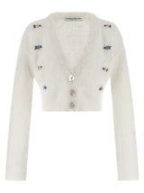 Alessandra Rich White Wool Cardigan