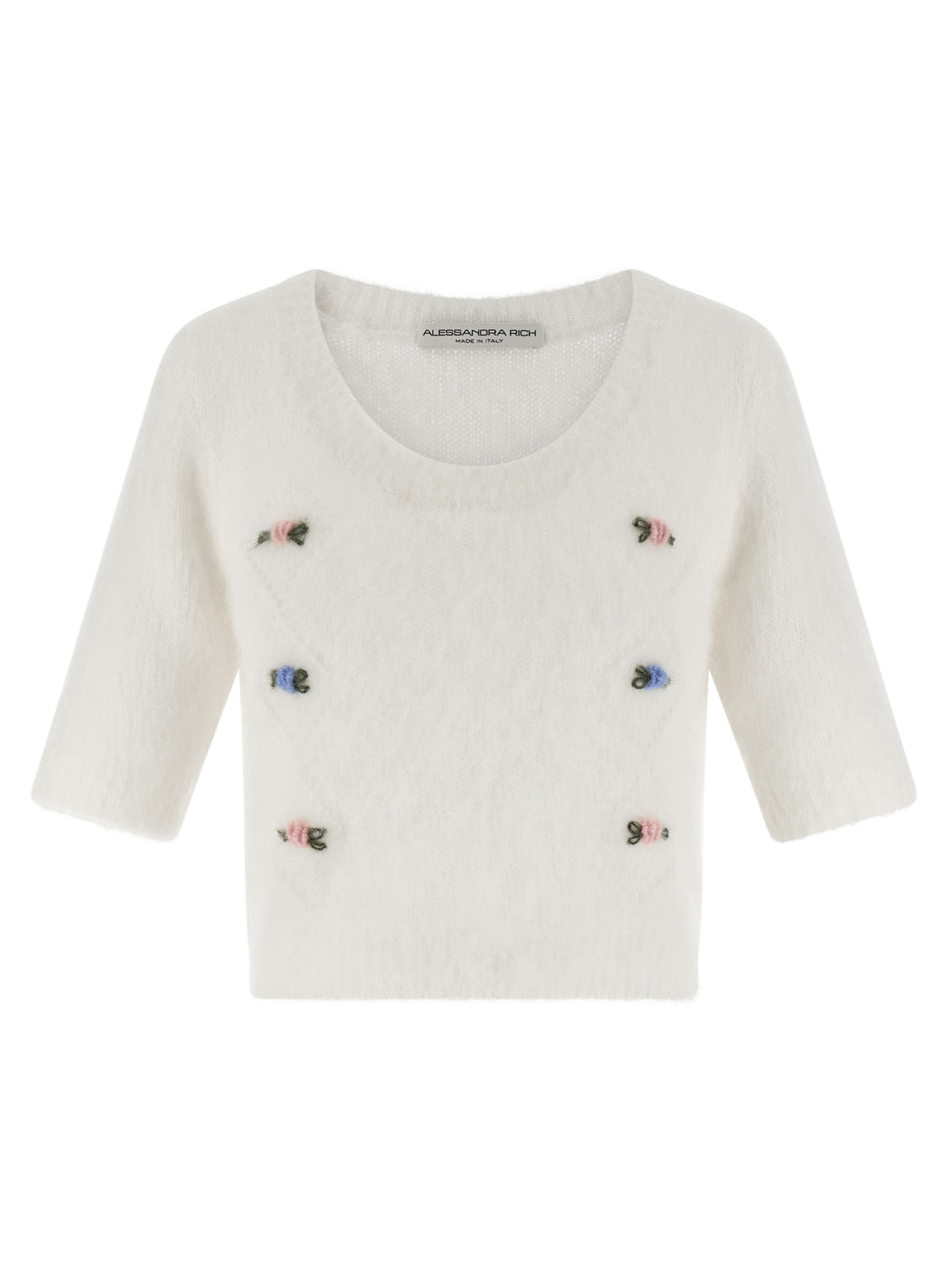 Alessandra Rich White Wool Cardigan