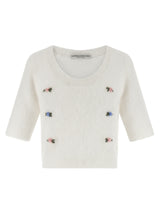 Alessandra Rich White Wool Cardigan