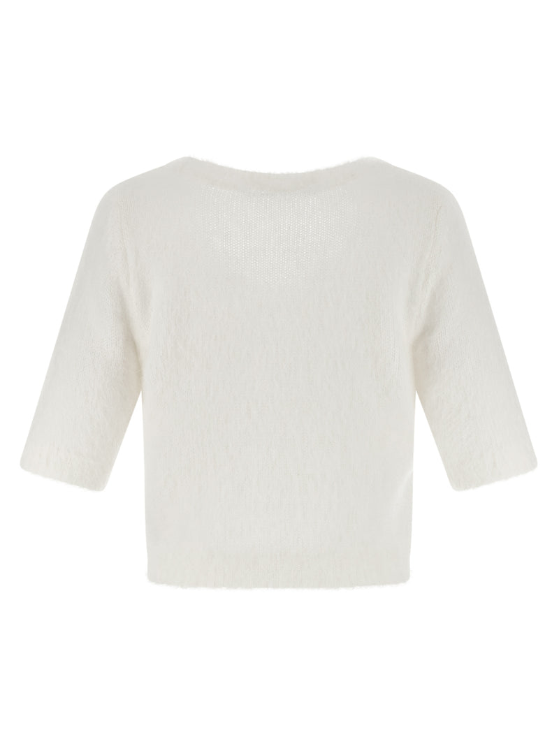 Alessandra Rich White Wool Cardigan