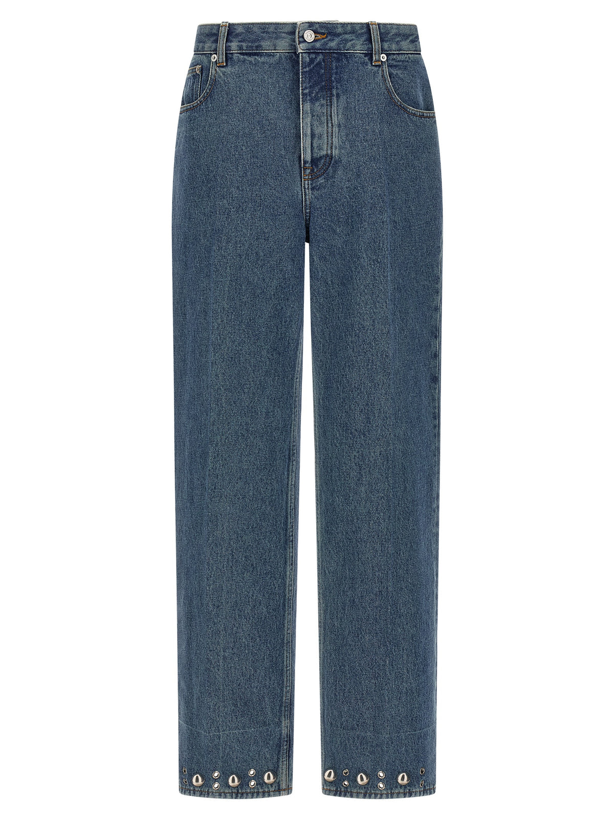 Valentino Garavani Blue Cotton Straight-Leg Jeans for Men