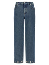 Valentino Garavani Blue Cotton Straight-Leg Jeans for Men