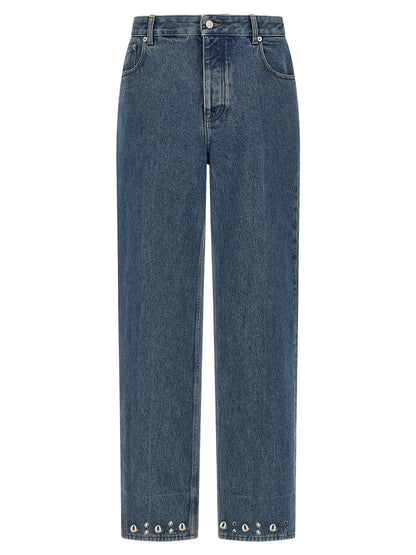 Valentino Garavani Blue Cotton Straight-Leg Jeans