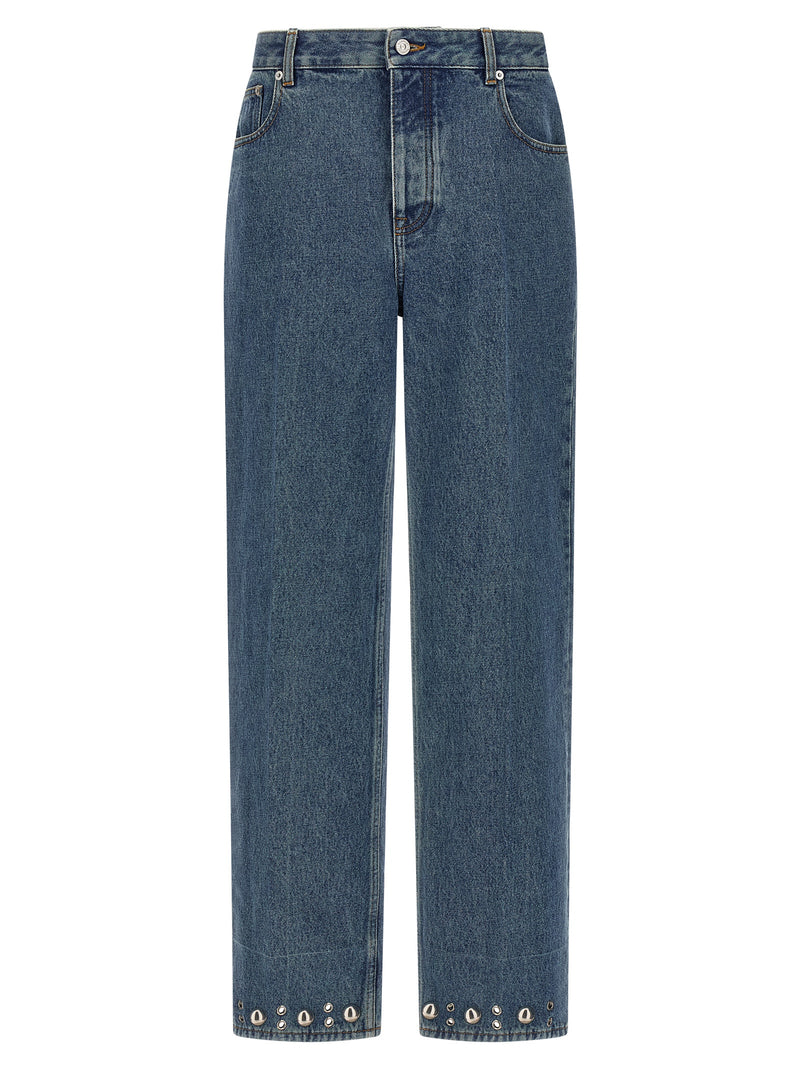 Valentino Garavani Blue Cotton Straight-Leg Jeans