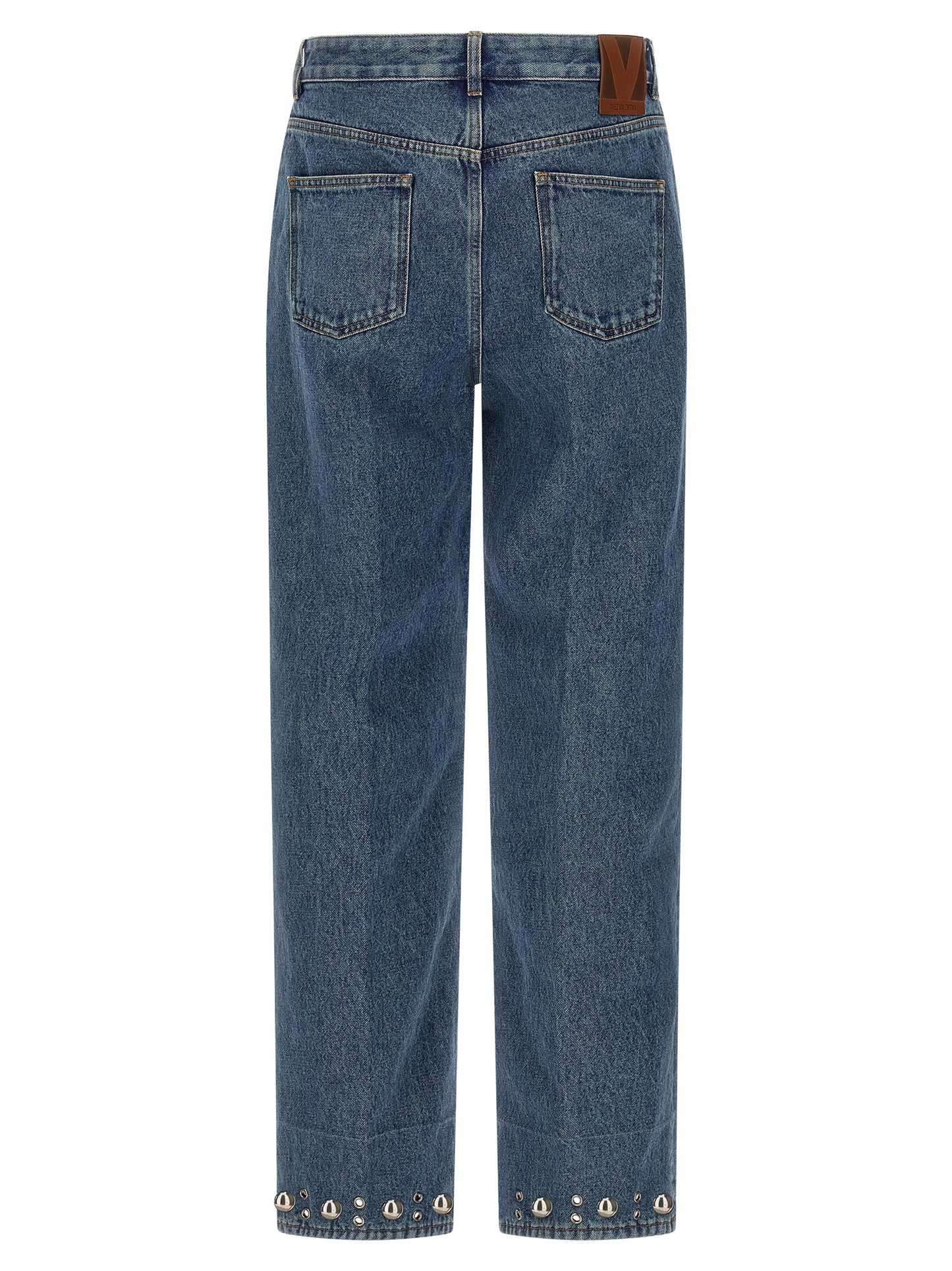 Valentino Garavani Blue Cotton Straight-Leg Jeans