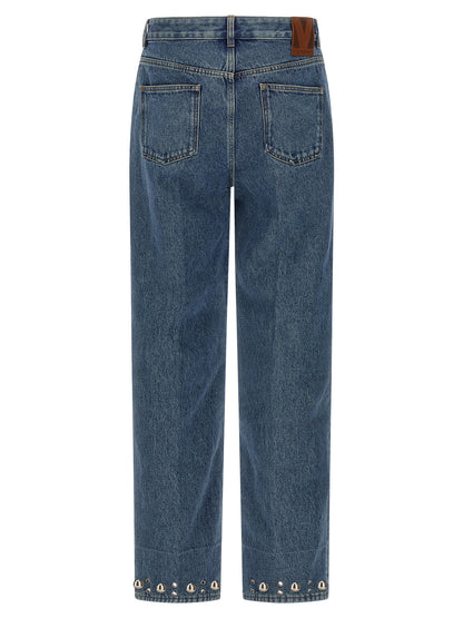 Valentino Garavani Blue Cotton Straight-Leg Jeans