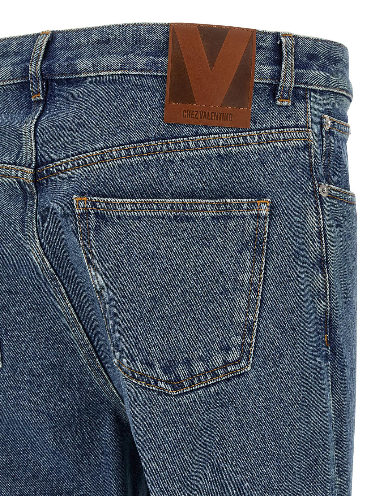 Valentino Garavani Blue Cotton Straight-Leg Jeans for Men