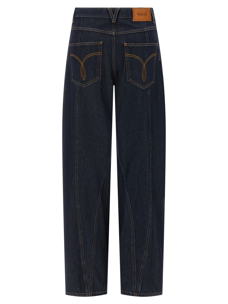 Jean Versace taille haute en coton bleu