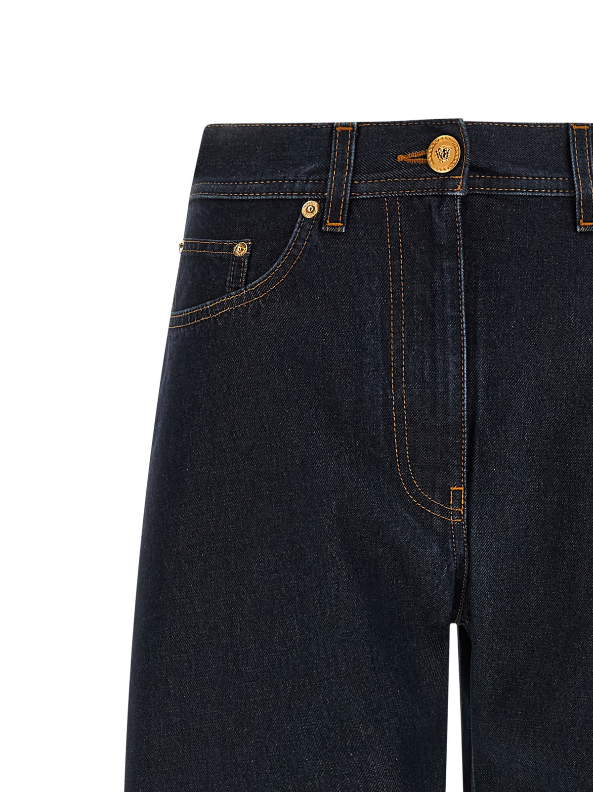 Jean Versace taille haute en coton bleu