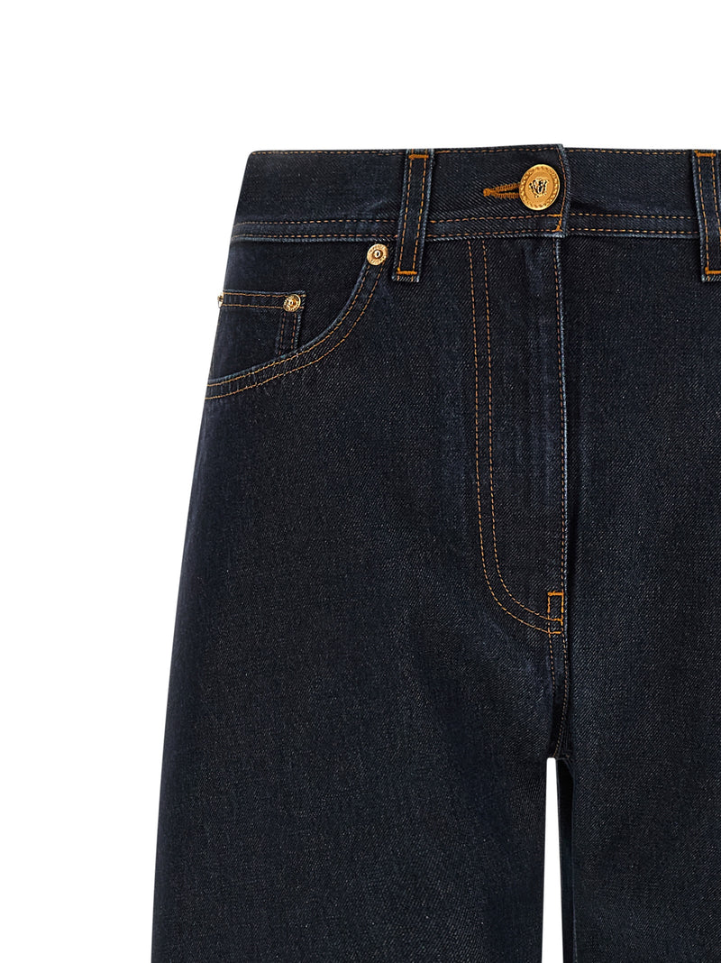 Jean Versace taille haute en coton bleu
