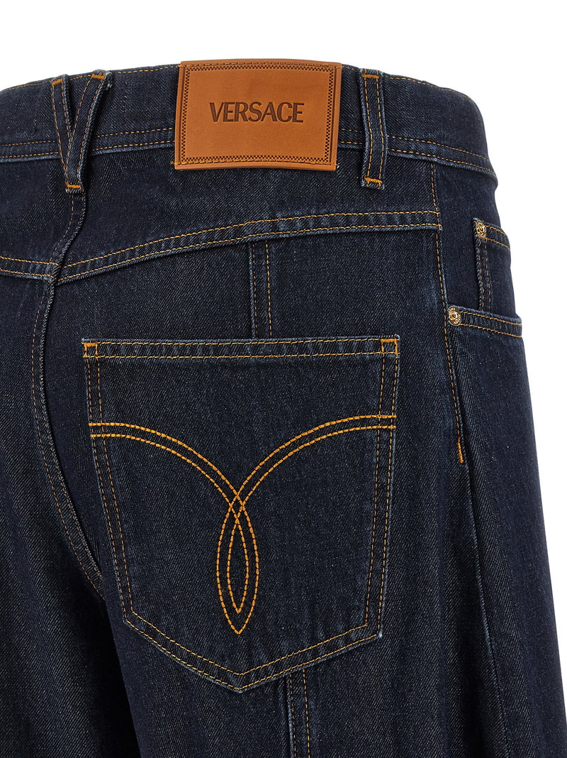 Jean Versace taille haute en coton bleu