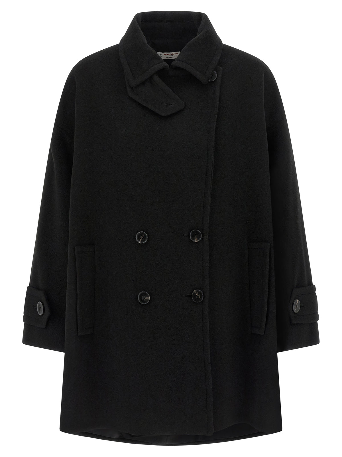 Manteau en laine vierge noir Alberto Biani