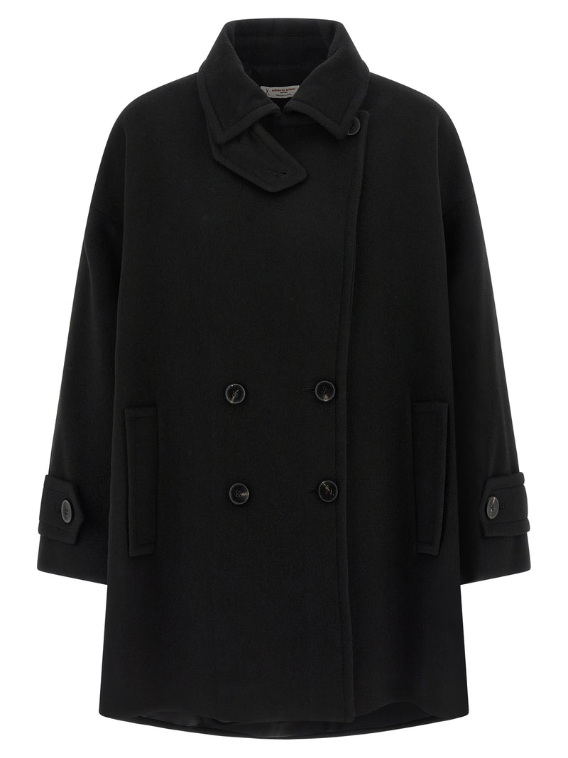 Manteau en laine vierge noir Alberto Biani