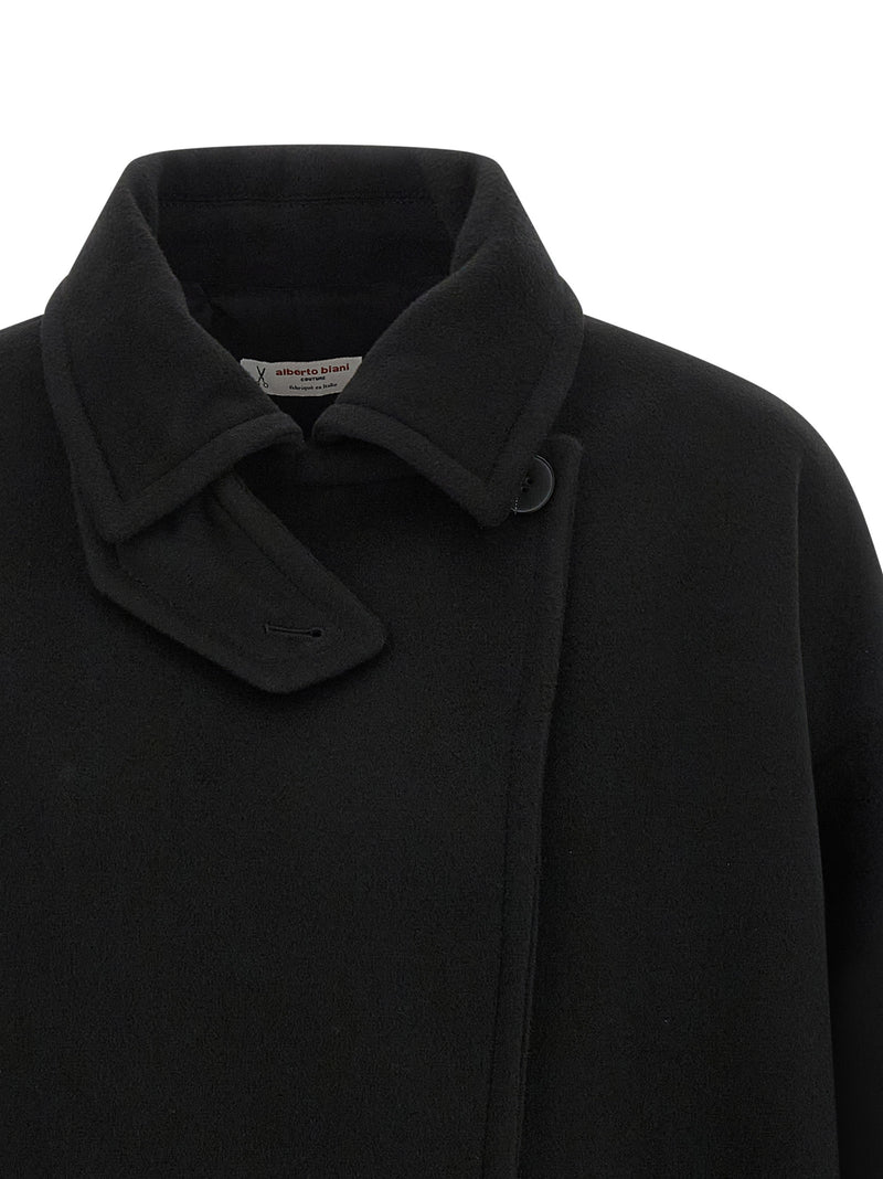 Manteau en laine vierge noir Alberto Biani