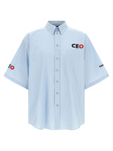 Balenciaga Blue Cotton Blouse with CEO Uniform Logo