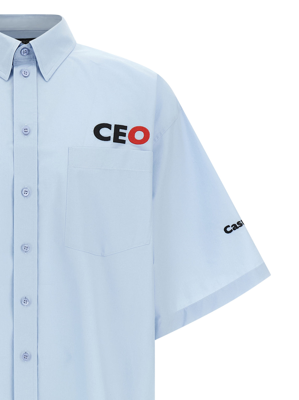 Balenciaga Blue Cotton Blouse with CEO Uniform Logo