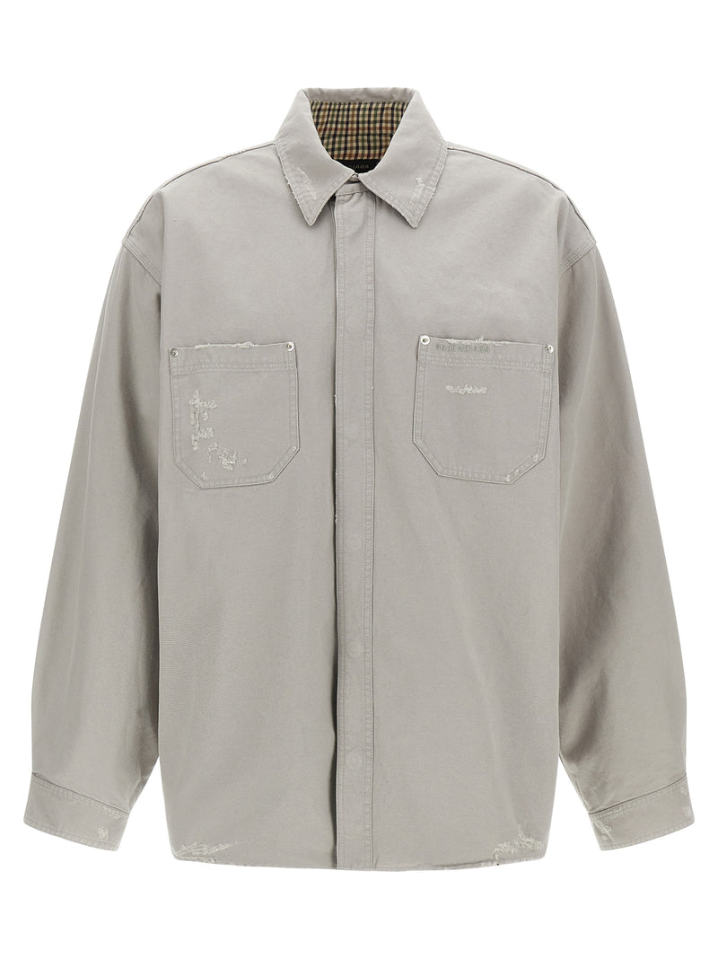 Balenciaga Gray Cotton Workwear Overshirt for Men