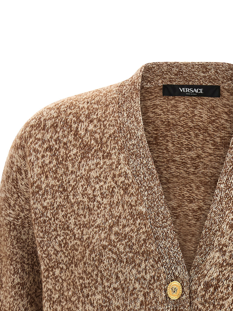 Versace Beige Virgin Wool Cardigan with Medusa Button