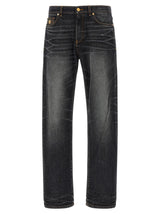 Versace Black Cotton Straight-Leg Jeans