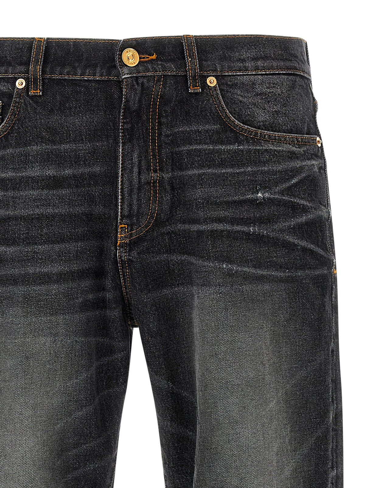 Versace Black Cotton Straight-Leg Jeans