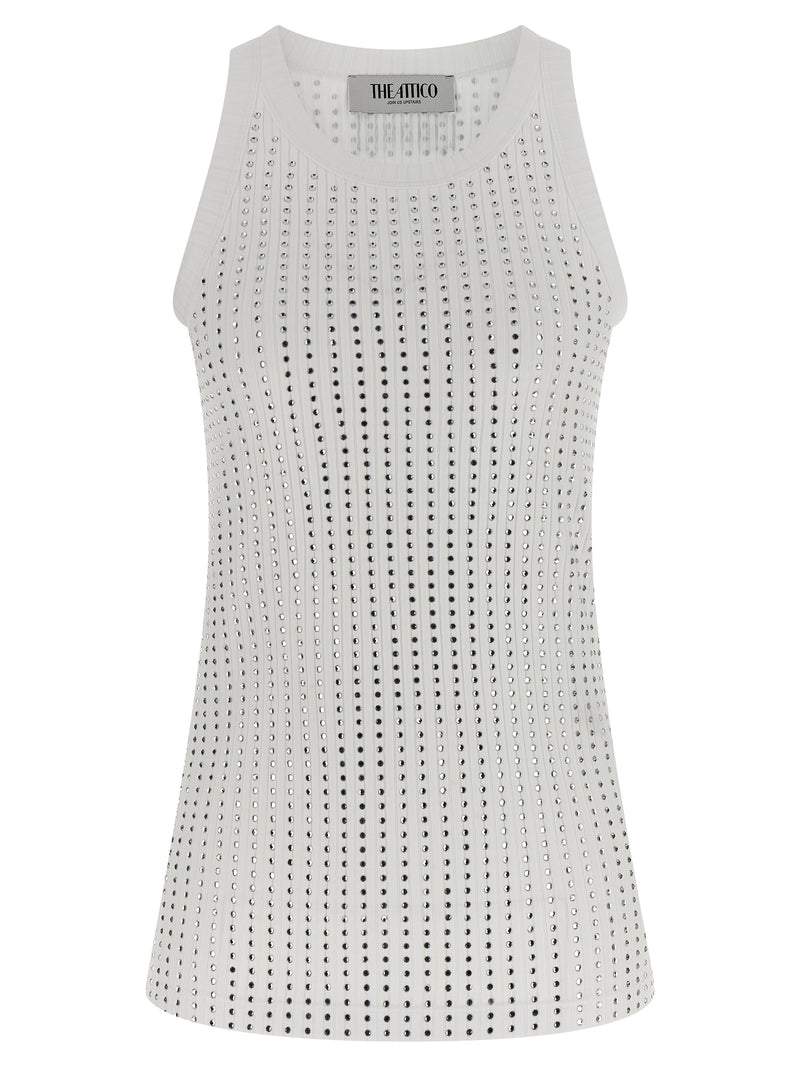 The Attico White Cotton Sleeveles T-Shirt