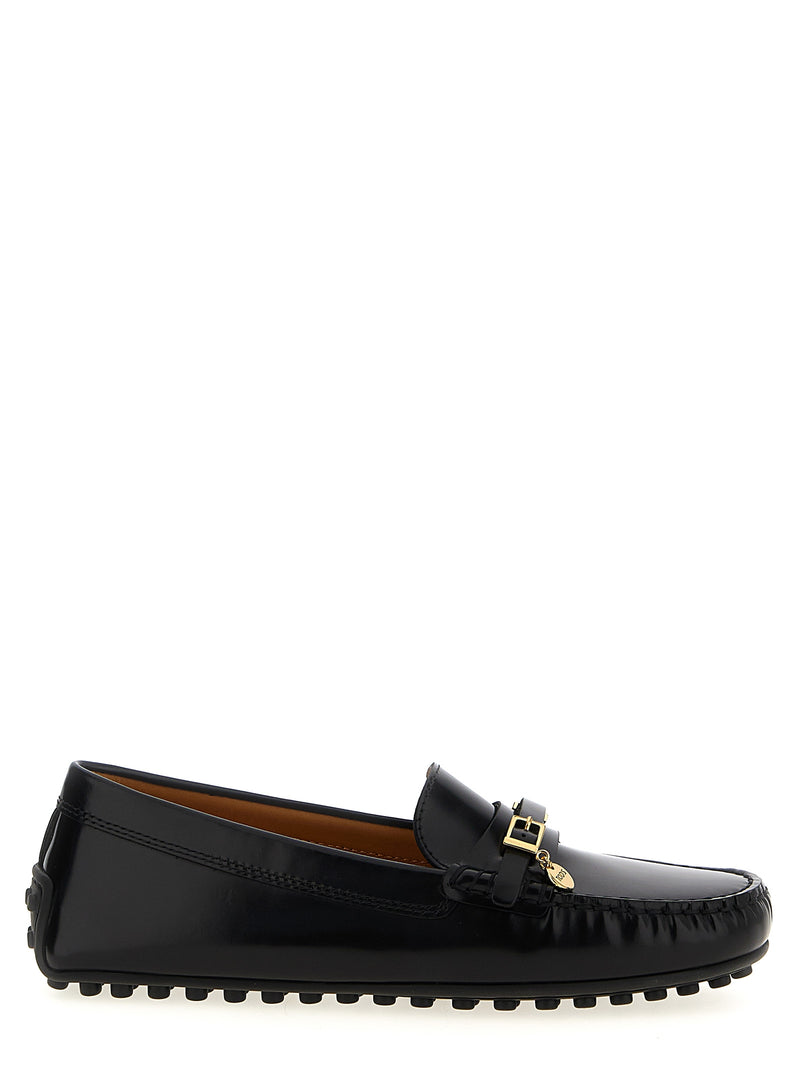 Tod's Black Calfskin City Gommino Slip-On Loafers for Women
