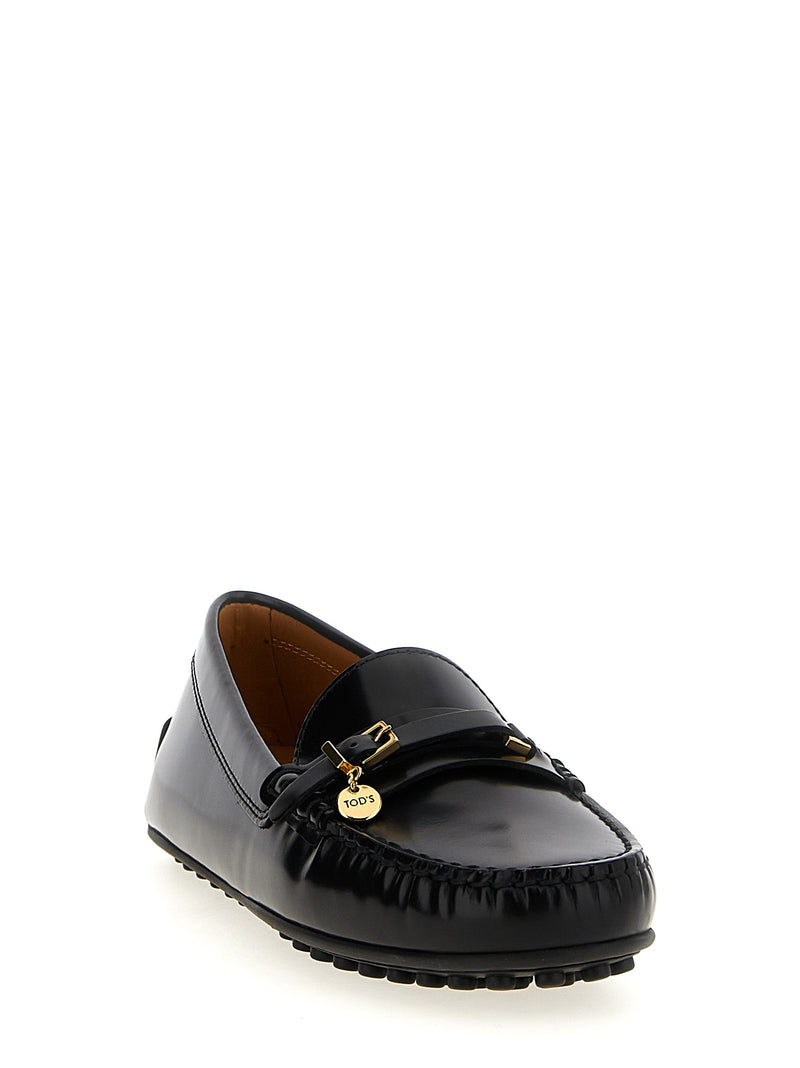 Tod's Black Calfskin City Gommino Slip-On Loafers for Women