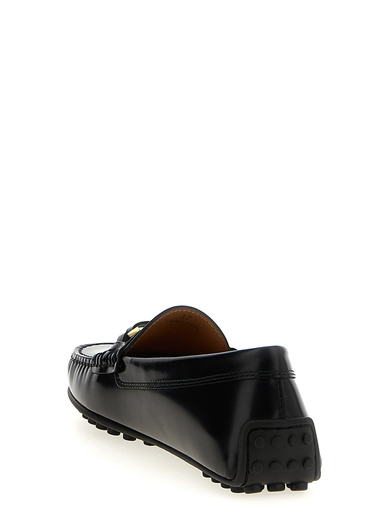 Tod's Black Calfskin City Gommino Slip-On Loafers for Women