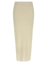 Max Mara White Cashmere Midi Skirt