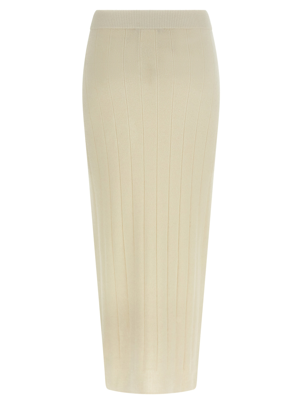 Max Mara White Cashmere Midi Skirt