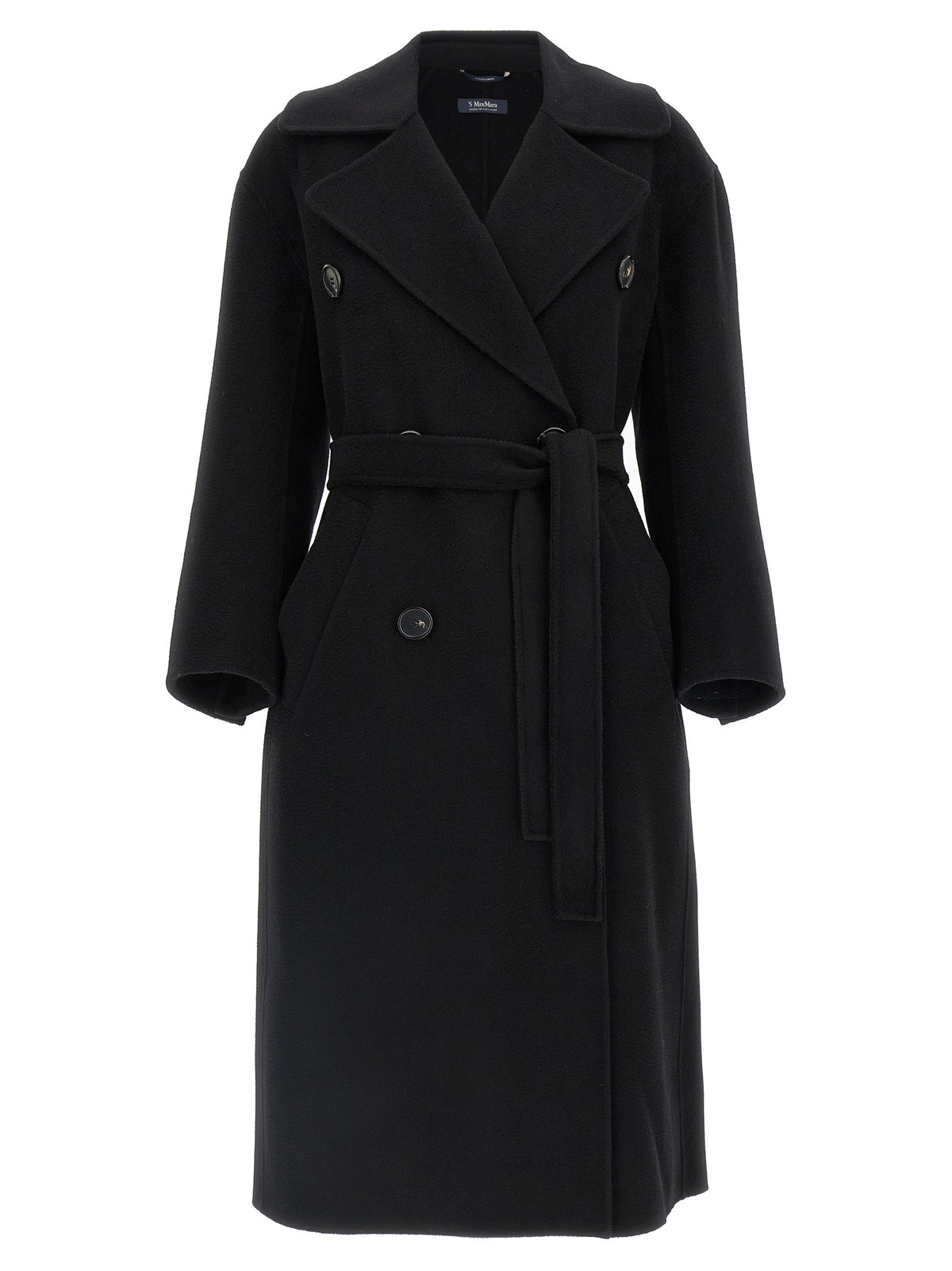 'S Max Mara Black Virgin Wool Coat