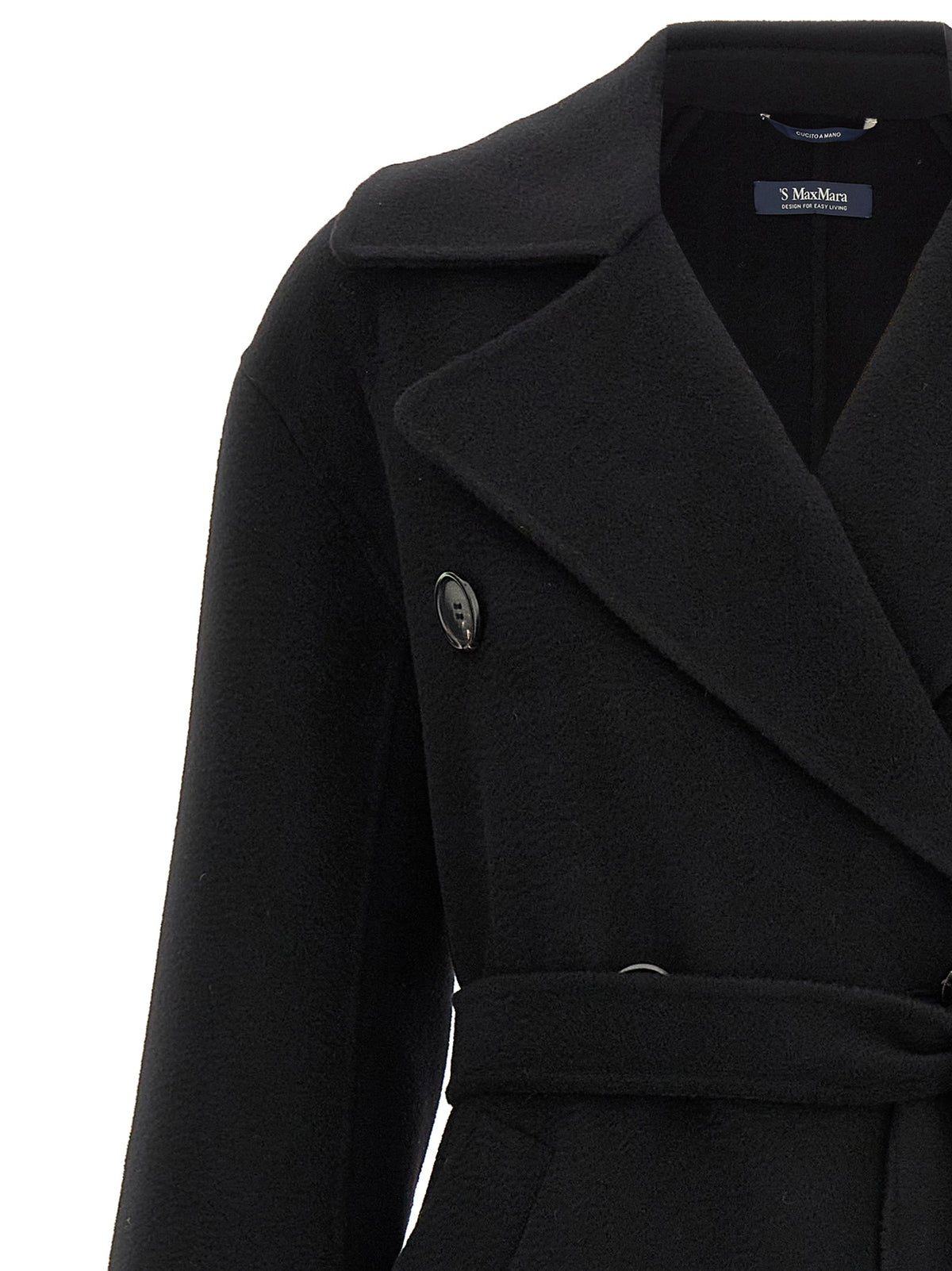 'S Max Mara Black Virgin Wool Coat