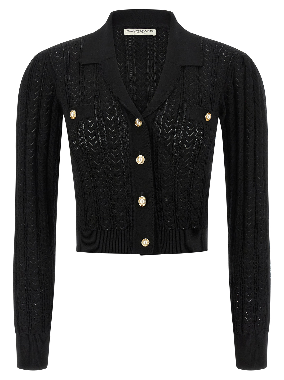 Alessandra Rich Black Cotton Cardigan