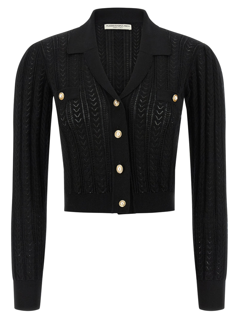 Alessandra Rich Black Cotton Cardigan