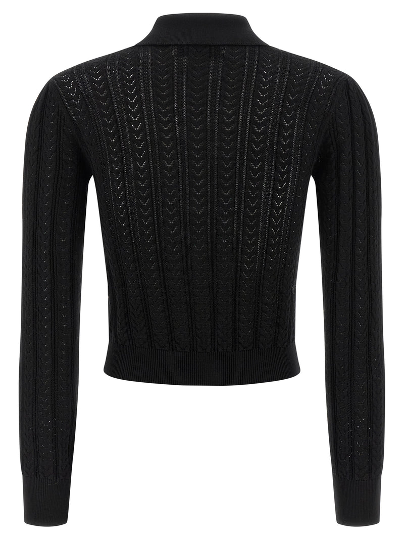 Alessandra Rich Black Cotton Cardigan