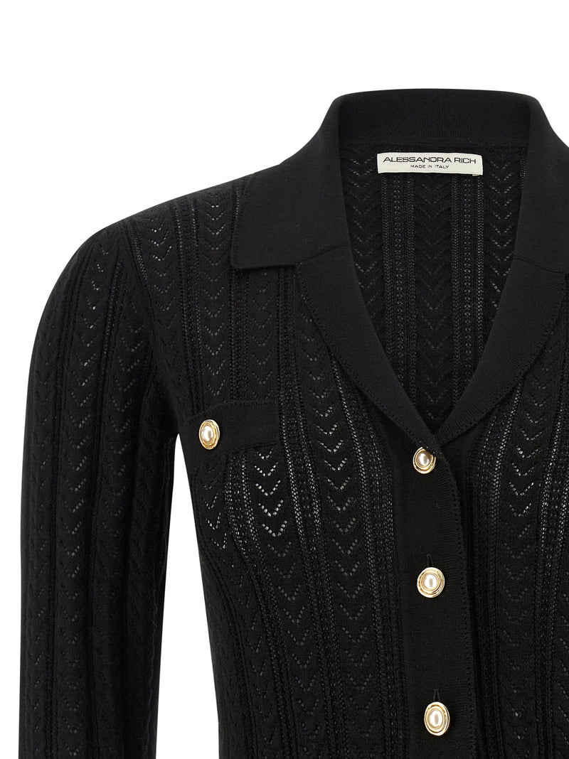 Alessandra Rich Black Cotton Cardigan