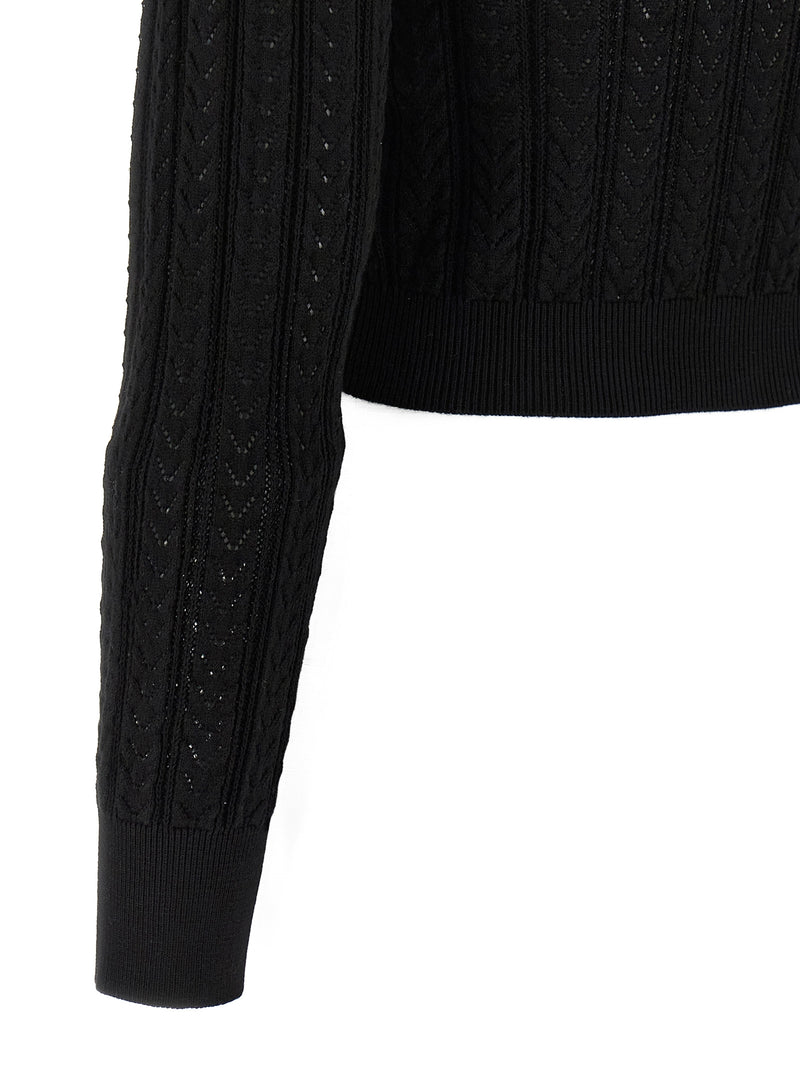 Alessandra Rich Black Cotton Cardigan